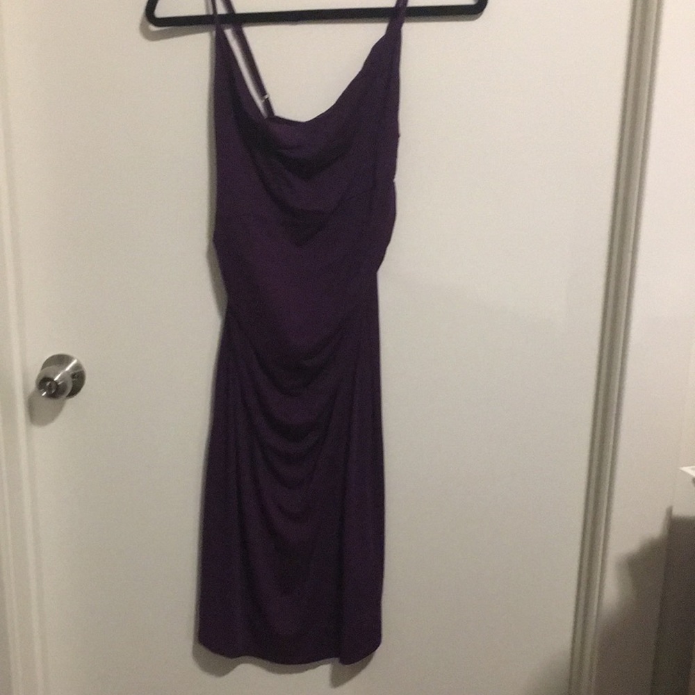 Knee length cowl neck spaghetti strap dress